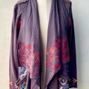 Paparazzi embroidered open flow jacket
